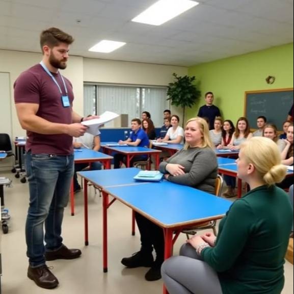 Az anya belépett a szülői értekezletre és sokkot kapott, mert meglátta a lánya új osztályfőnökét